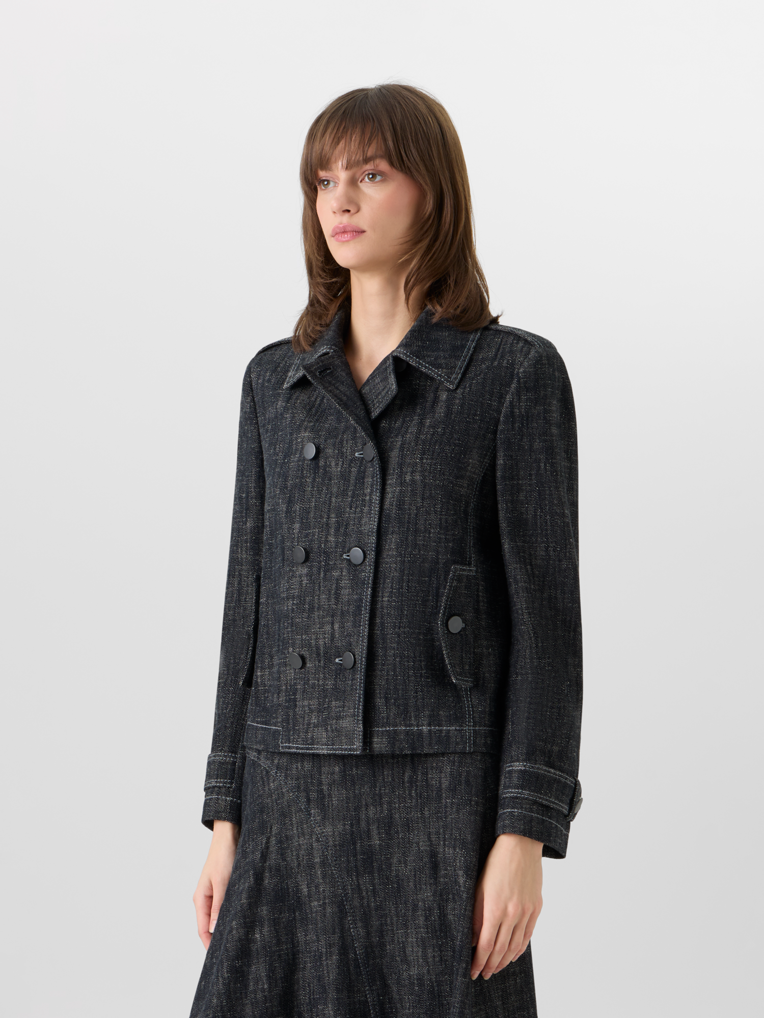 Designer Long-Sleeve Washed Heavyweight Cotton-Denim Jacket - black 