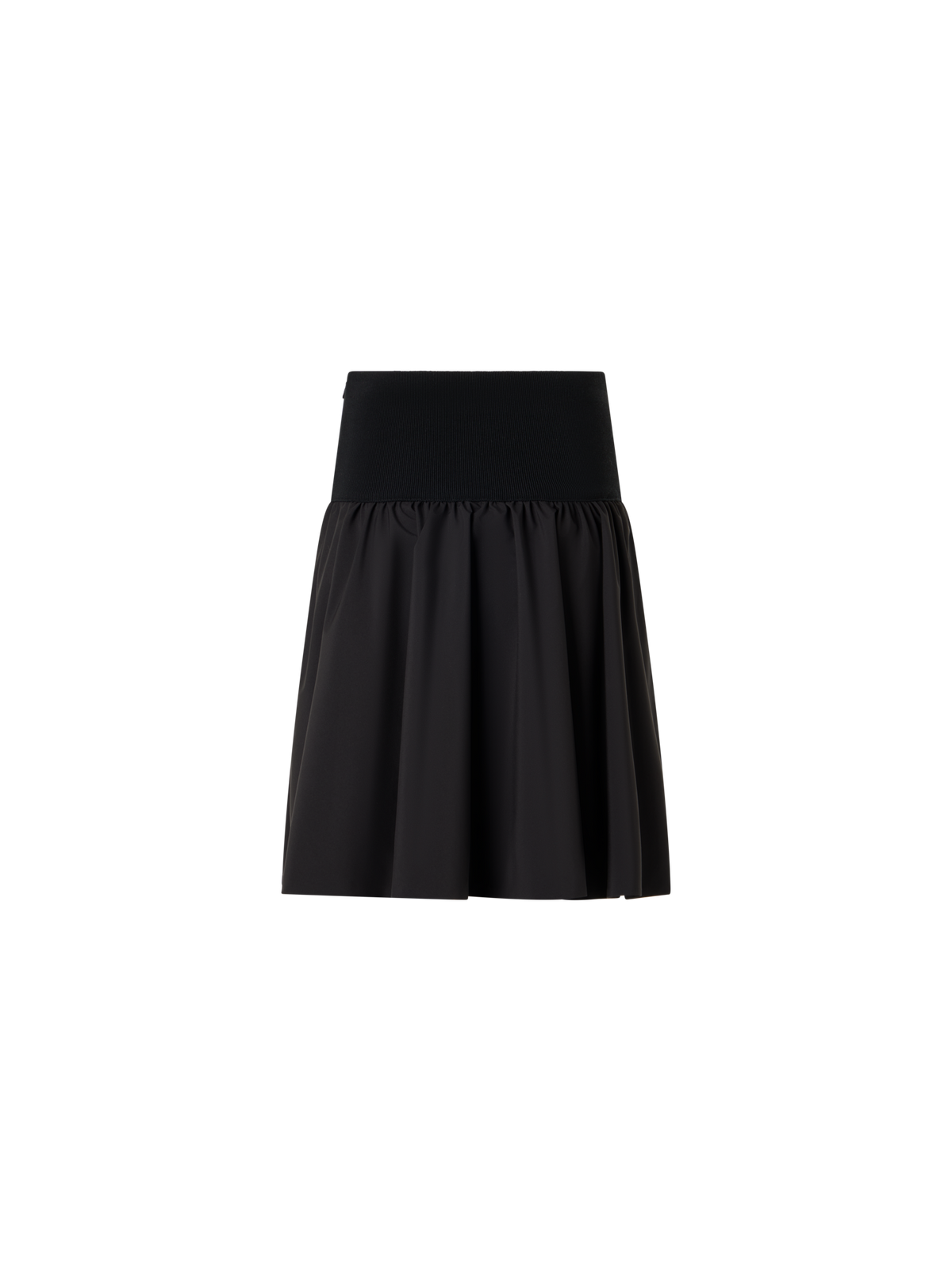 Designer Flared Mixed-Media Mini Skirt - black