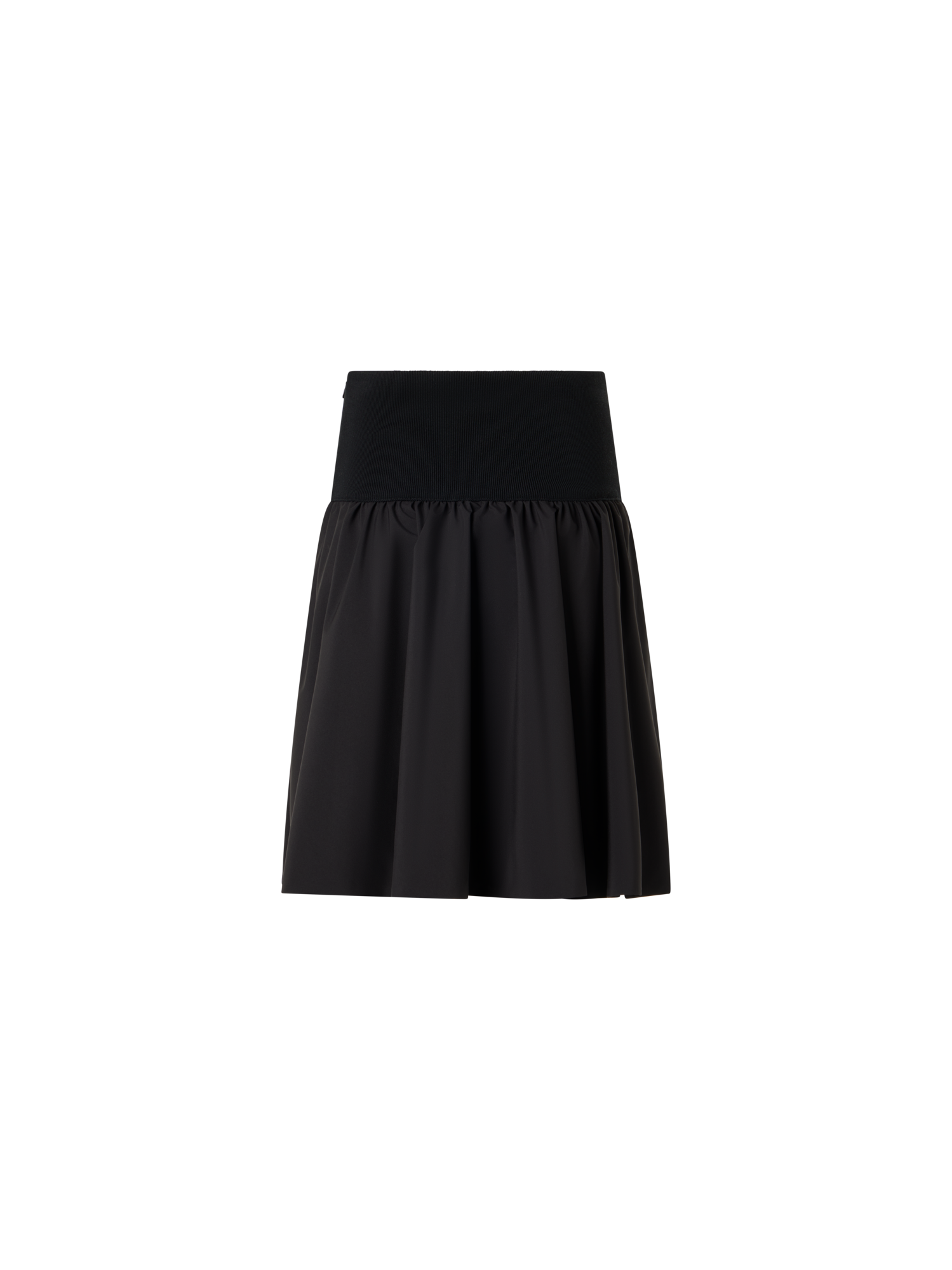 Designer Flared Mixed-Media Mini Skirt - black
