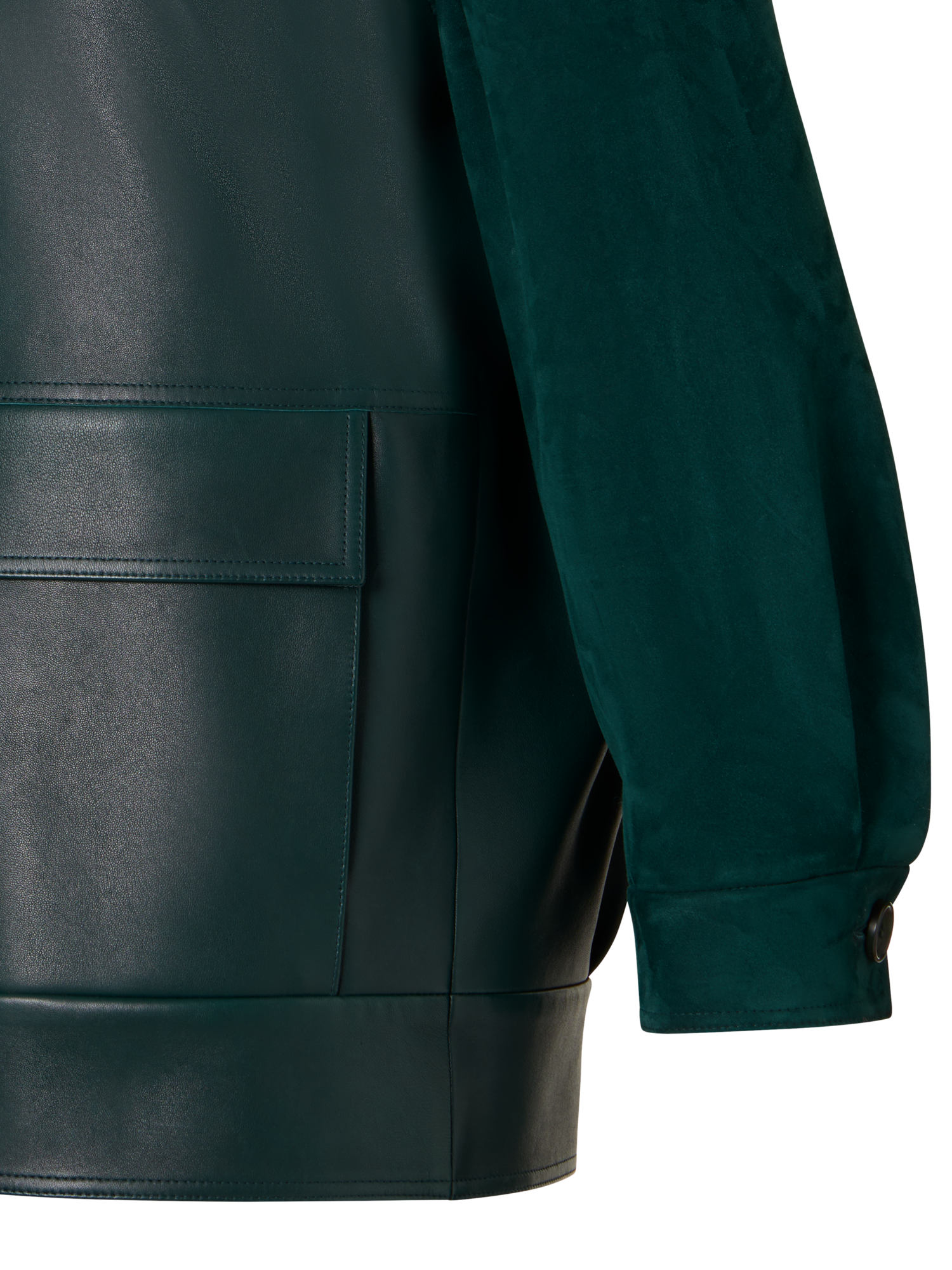 Designer Suede Blouson with Nappa Leather Gilet - green
