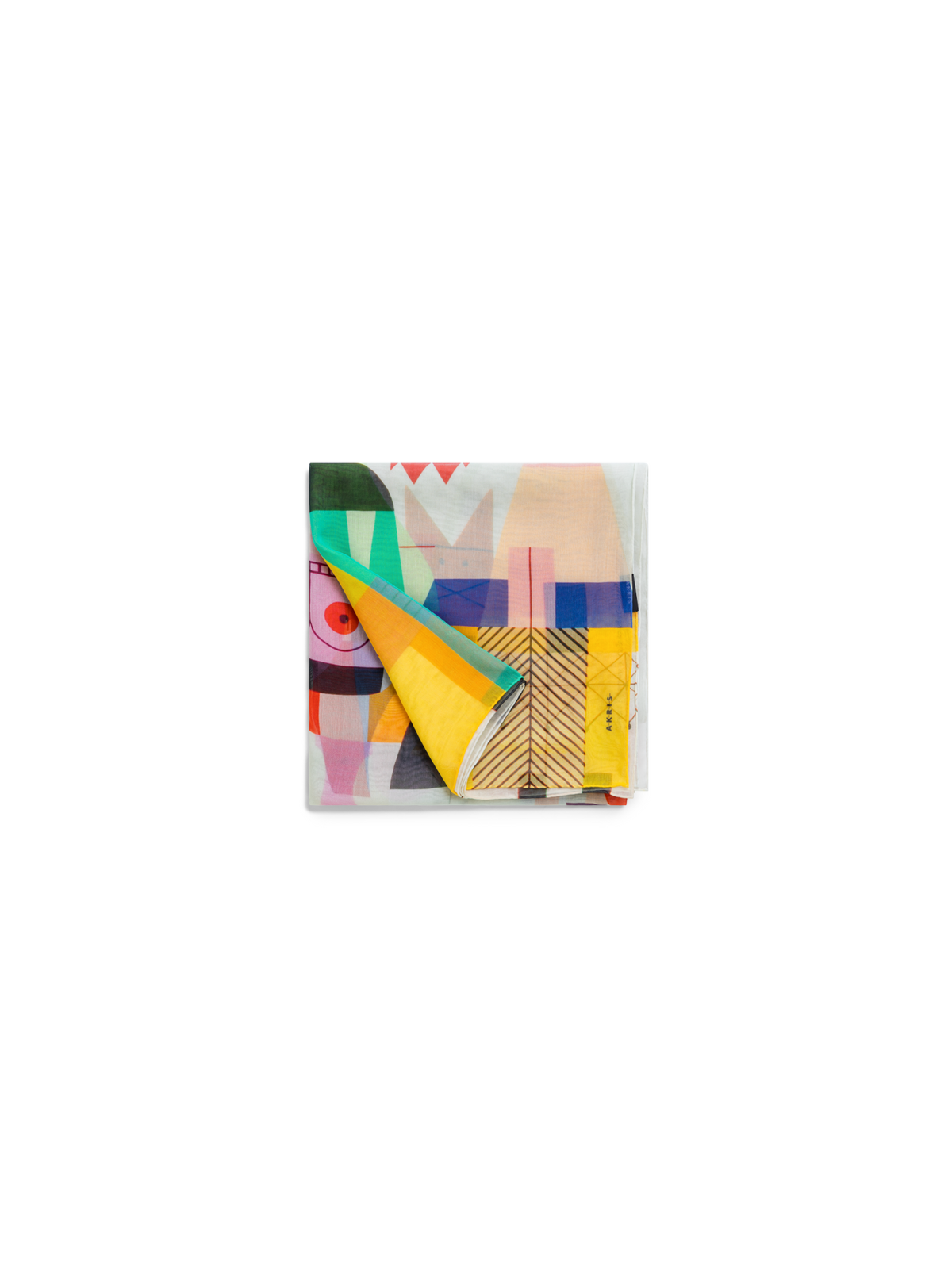 Designer Cotton Silk Scarf with Wooden Dolls Print - multicolor