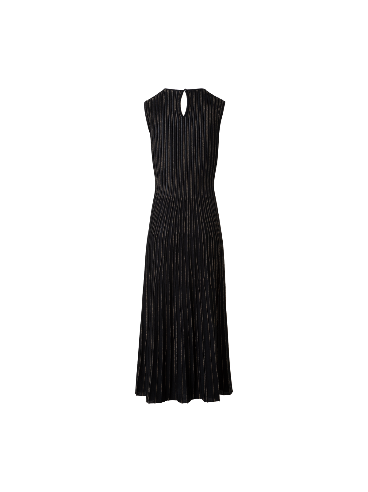 Designer Knit Dress with Golden Lurex Stripes - black - gold