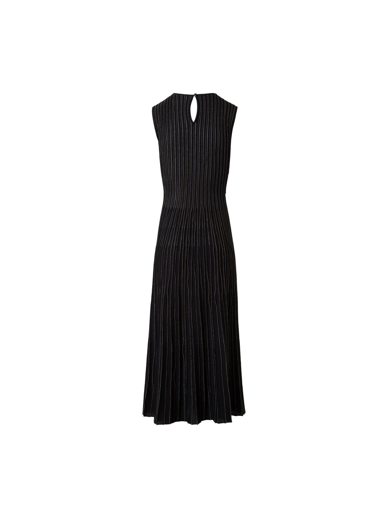 Designer Knit Dress with Golden Lurex Stripes - black - gold