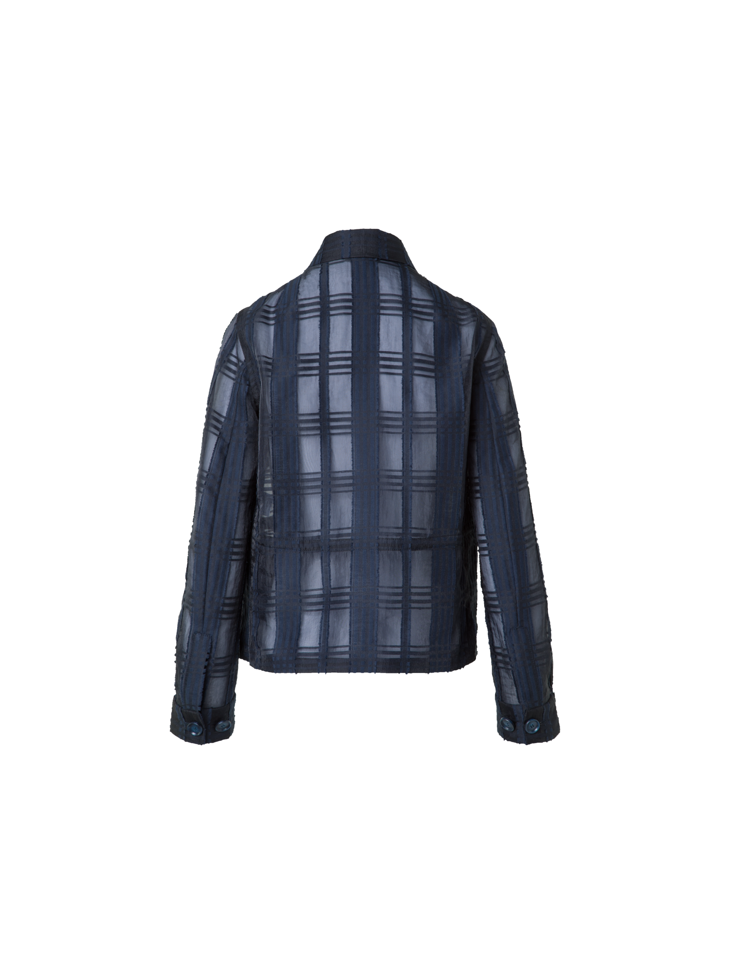 Designer Short Jacket in Sheer Organdy Plaid - neutral - navy - blue