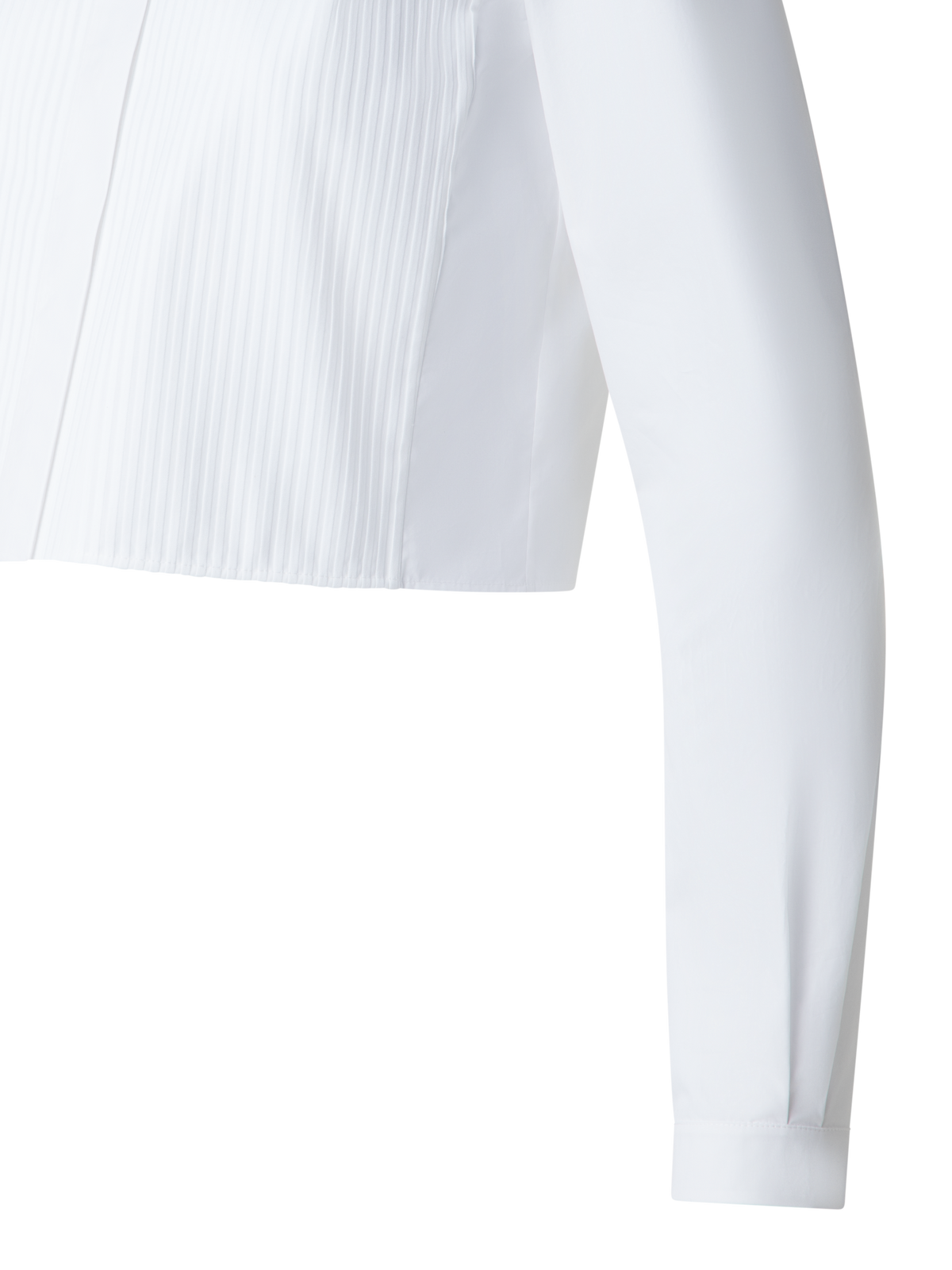 Designer Cropped Pleated Cotton Blouse - neutral - white