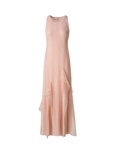 Designer Dégradé Stripe Embroided Evening Dress - pastel - pink