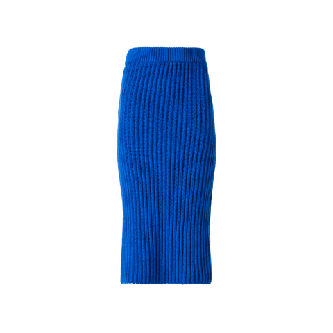 Fitted Cashmere Chunky Rib Knit Tube Skirt