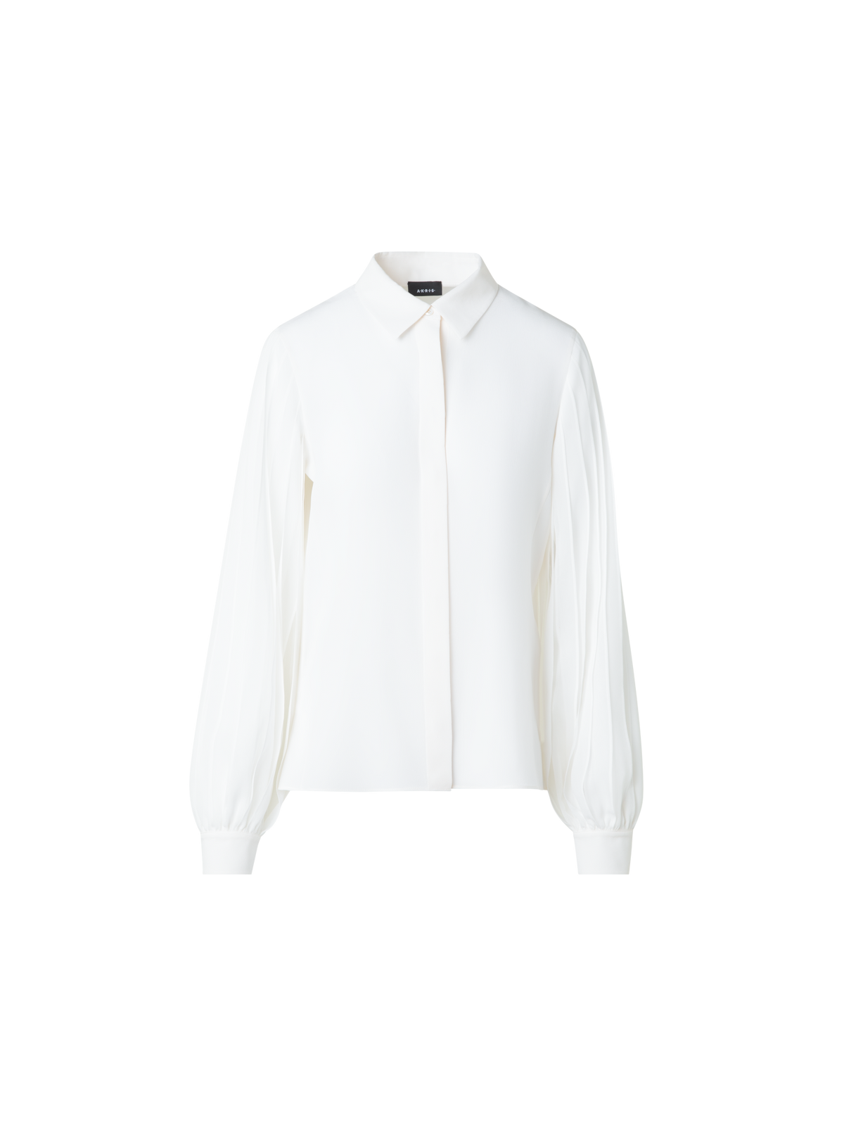 Designer Silk Blouse with Ribbon Sleeves - neutral - ecru - white