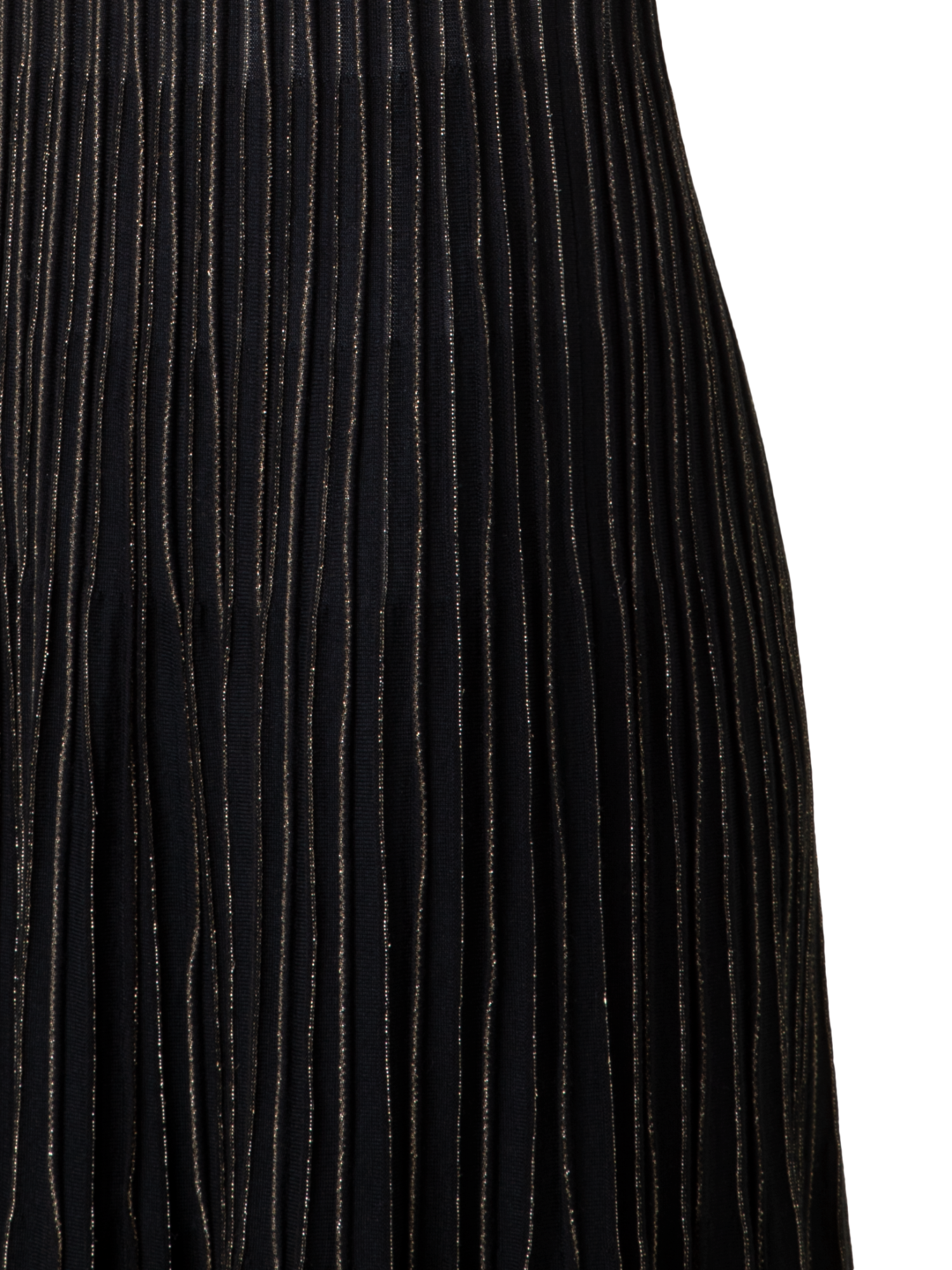 Designer Knit Dress with Golden Lurex Stripes - black - gold