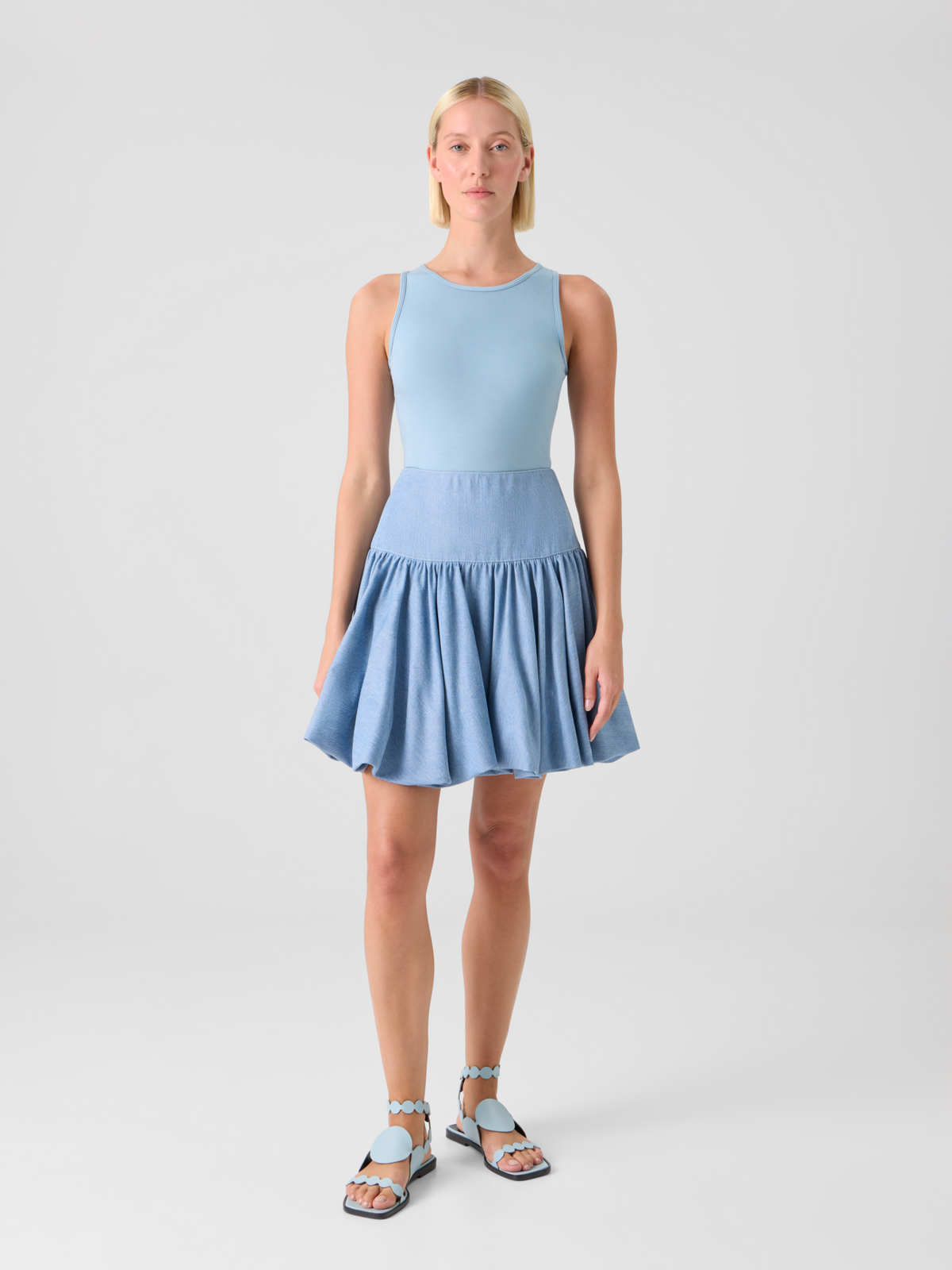 Designer Fitted Speedo Top in Stretch Modal Jersey - pastel - blue #editorial