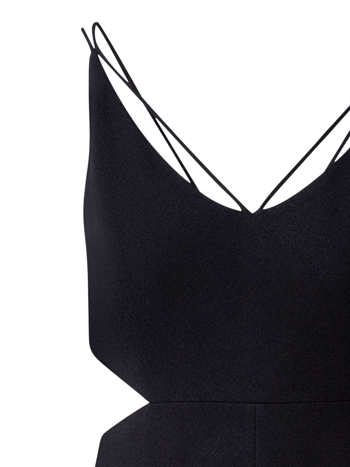 Designer Midi Dress with Side Cut Outs - black