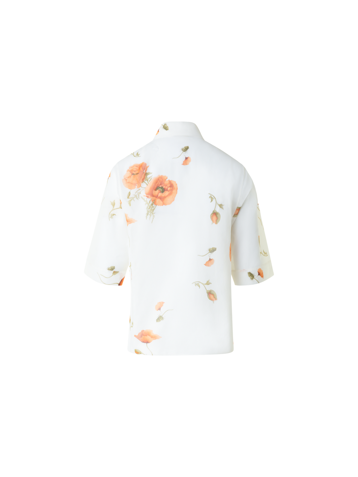 Designer Boxy Cotton Blouse with Anemone Print - neutral - pastel - multicolor - ecru - white