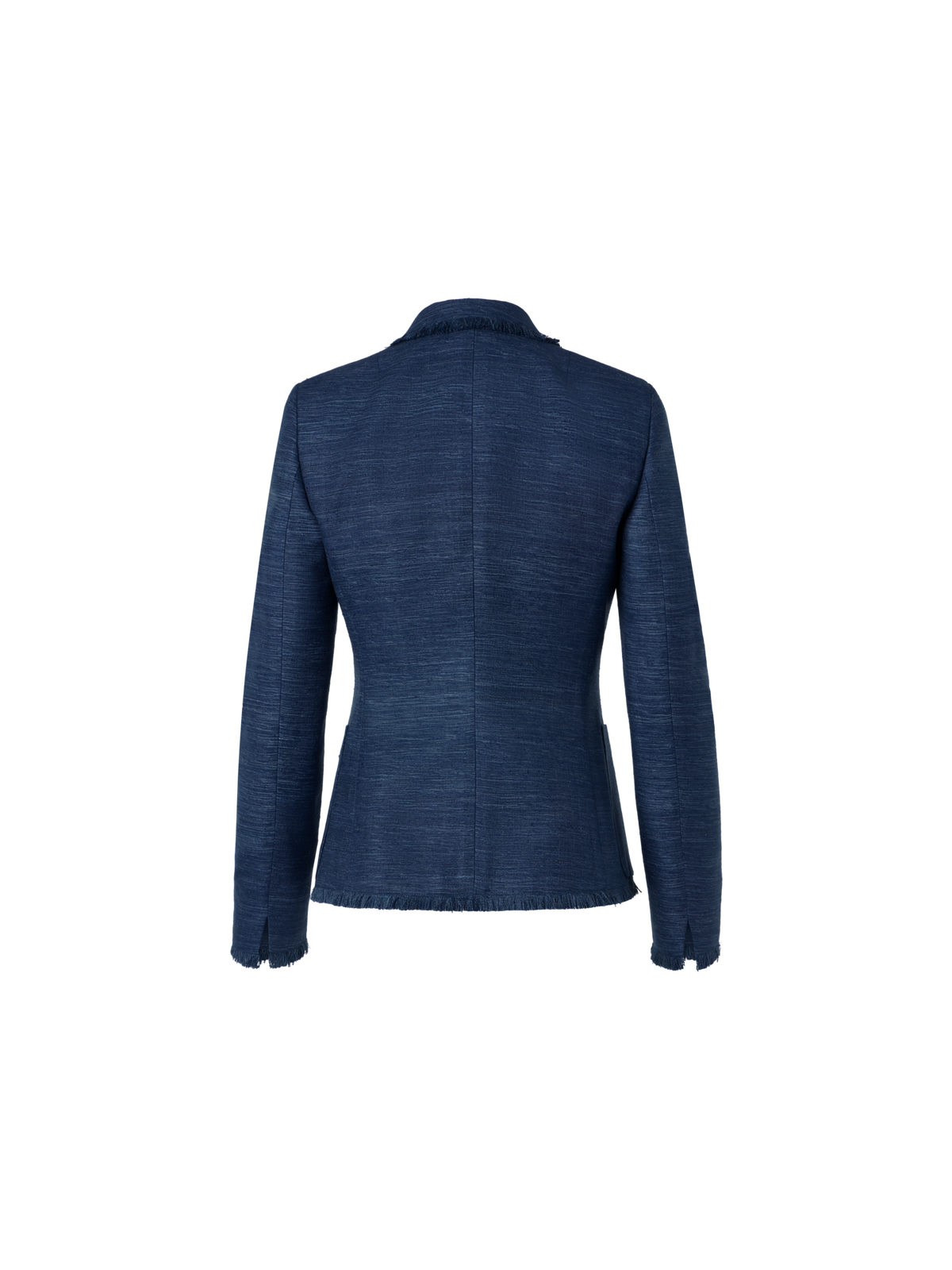 Designer Fringed Indian Silk Double-Breasted Jacket - blue