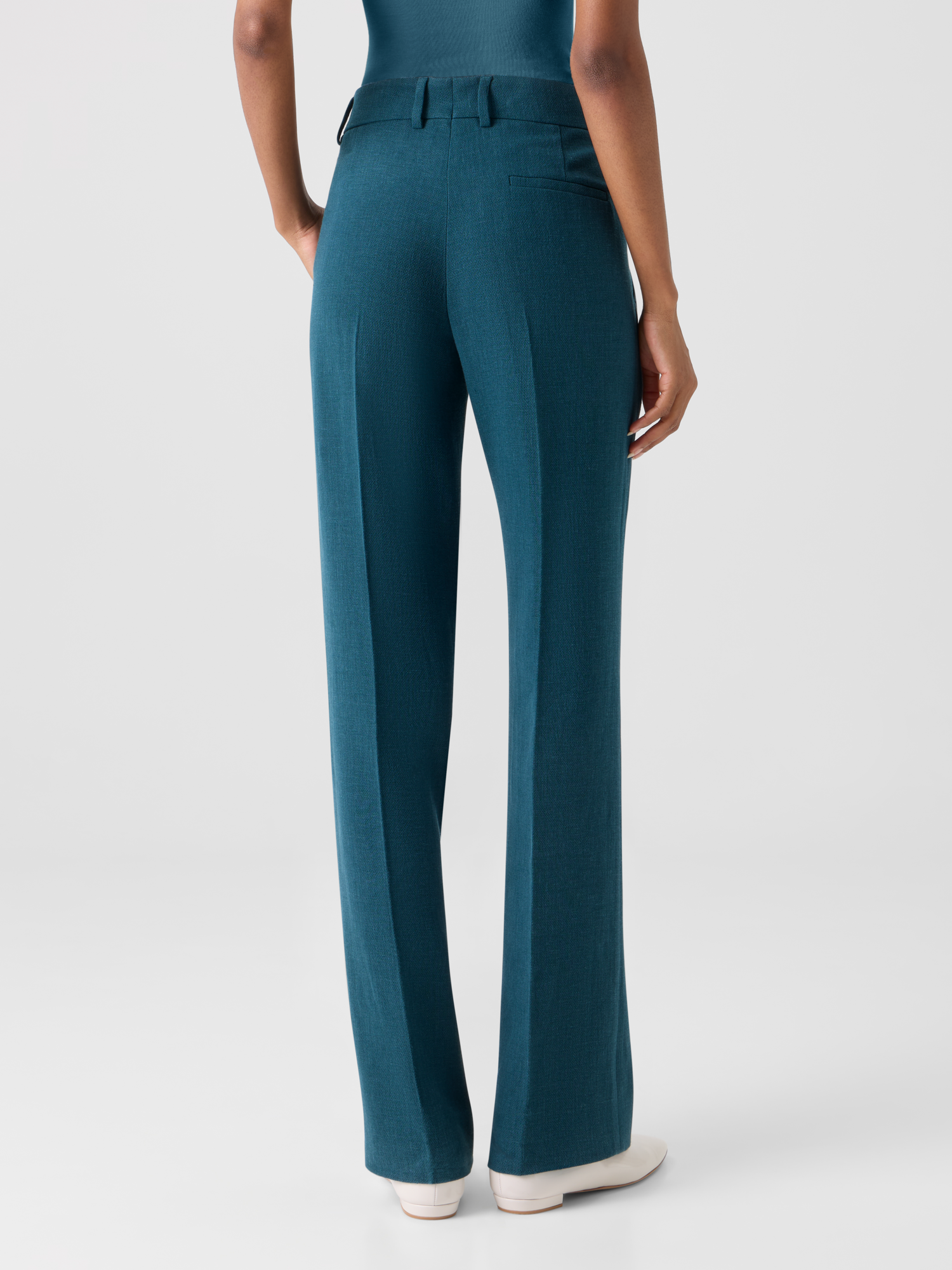 Designer Fabri Straight Pleated Pants - green 