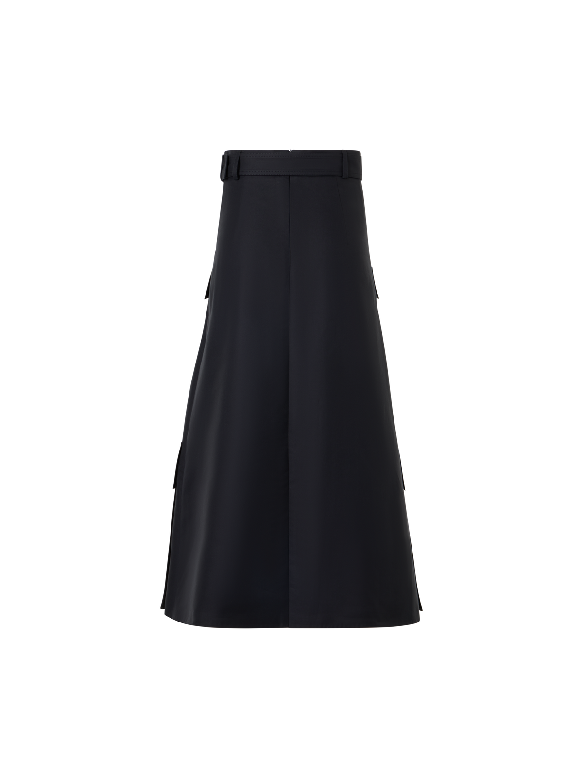Designer Cotton Double-Face Midi Skirt - black