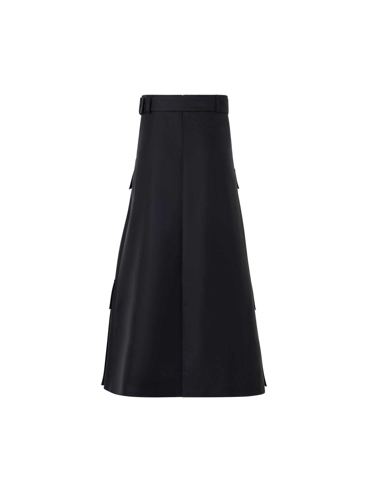 Designer Cotton Double-Face Midi Skirt - black