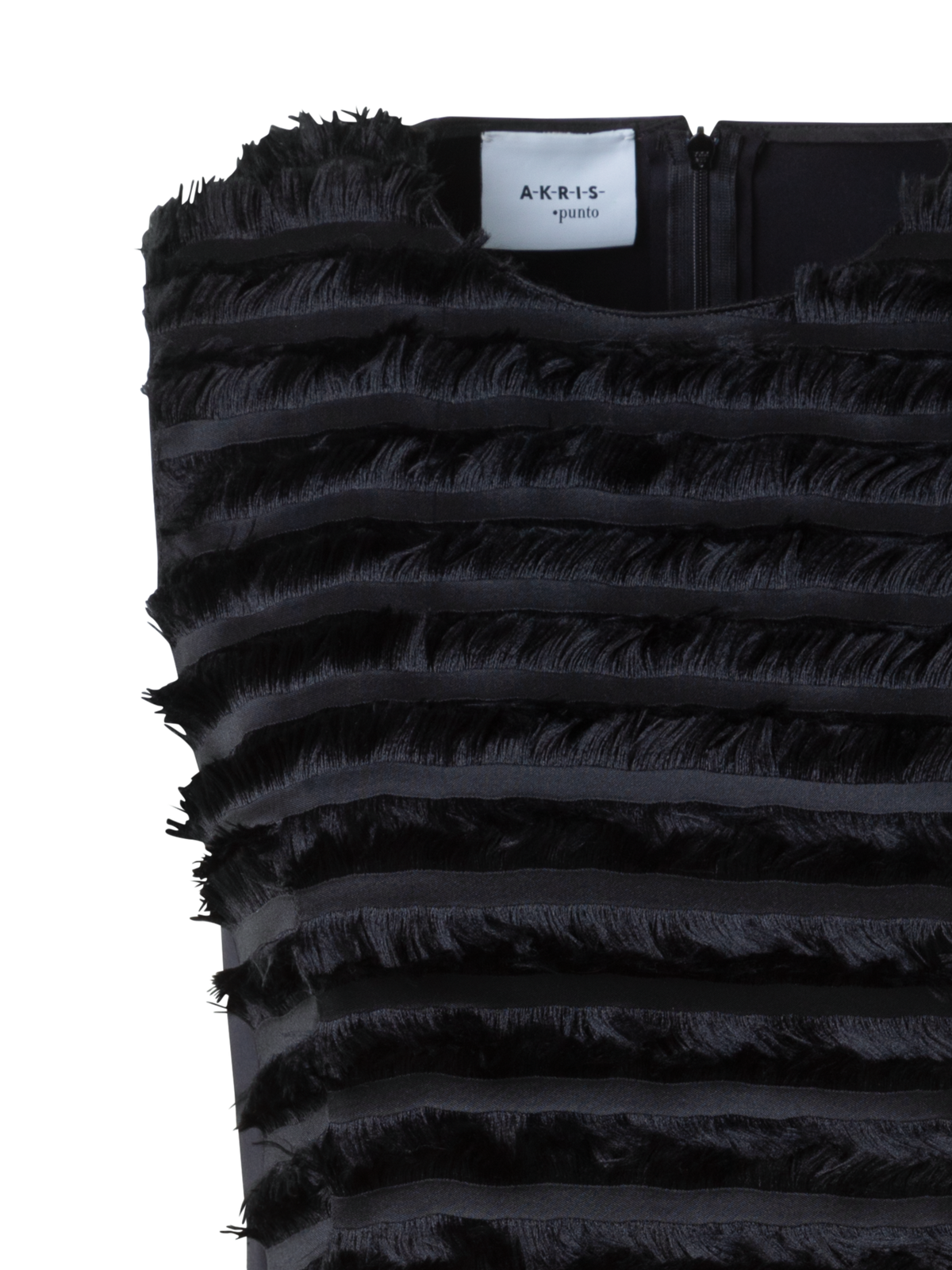 Designer Techno Midi Sheath Dress with Fringe Stripes - black - neutral