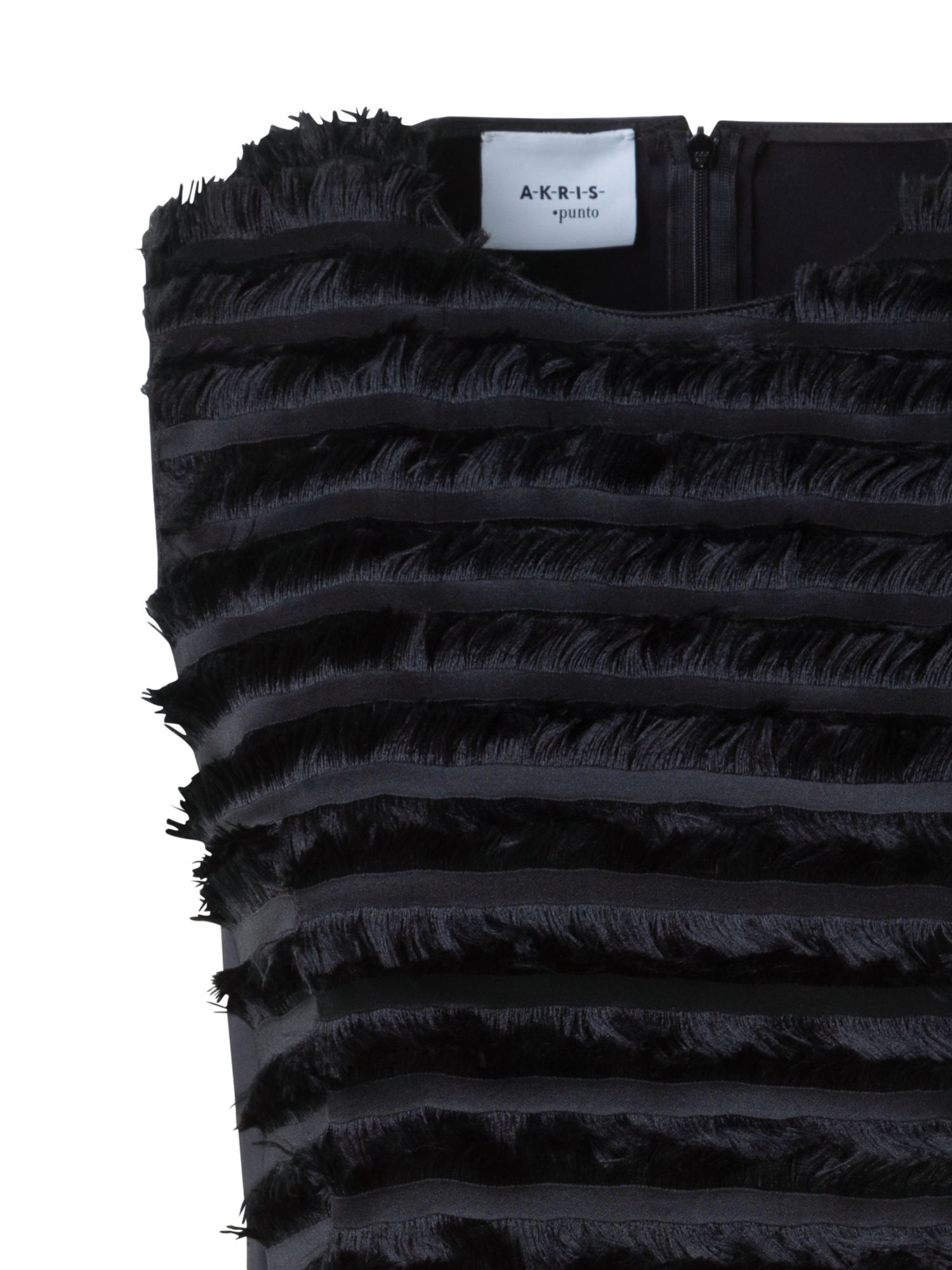 Designer Techno Midi Sheath Dress with Fringe Stripes - black - neutral