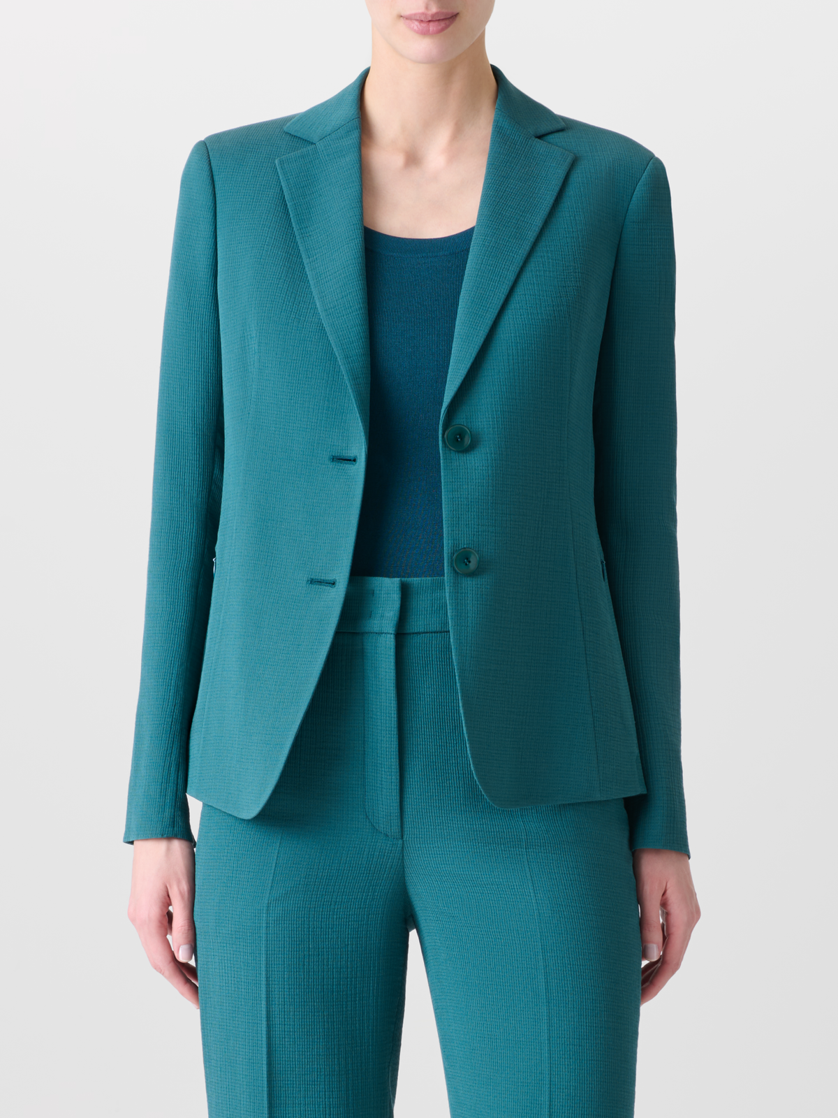Designer Tailored Blazer in Cotton Silk Double-Face - green #editorial