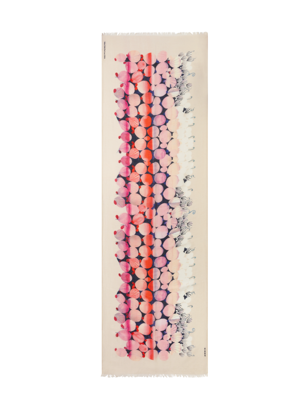 Designer Cashmere Scarf with Silver Dollars Print - multicolor - pink