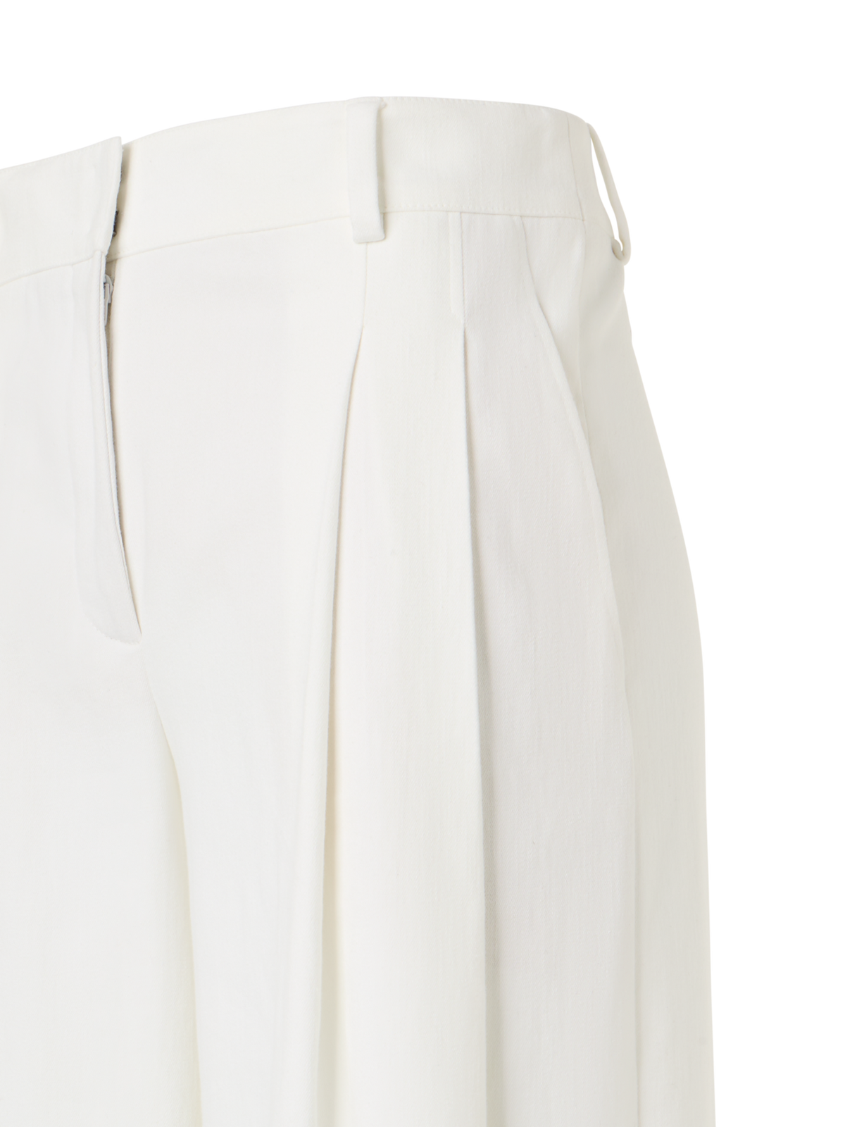 Designer Cassie Flared Wide-Leg Pants in Stretch-Cotton Denim - ecru