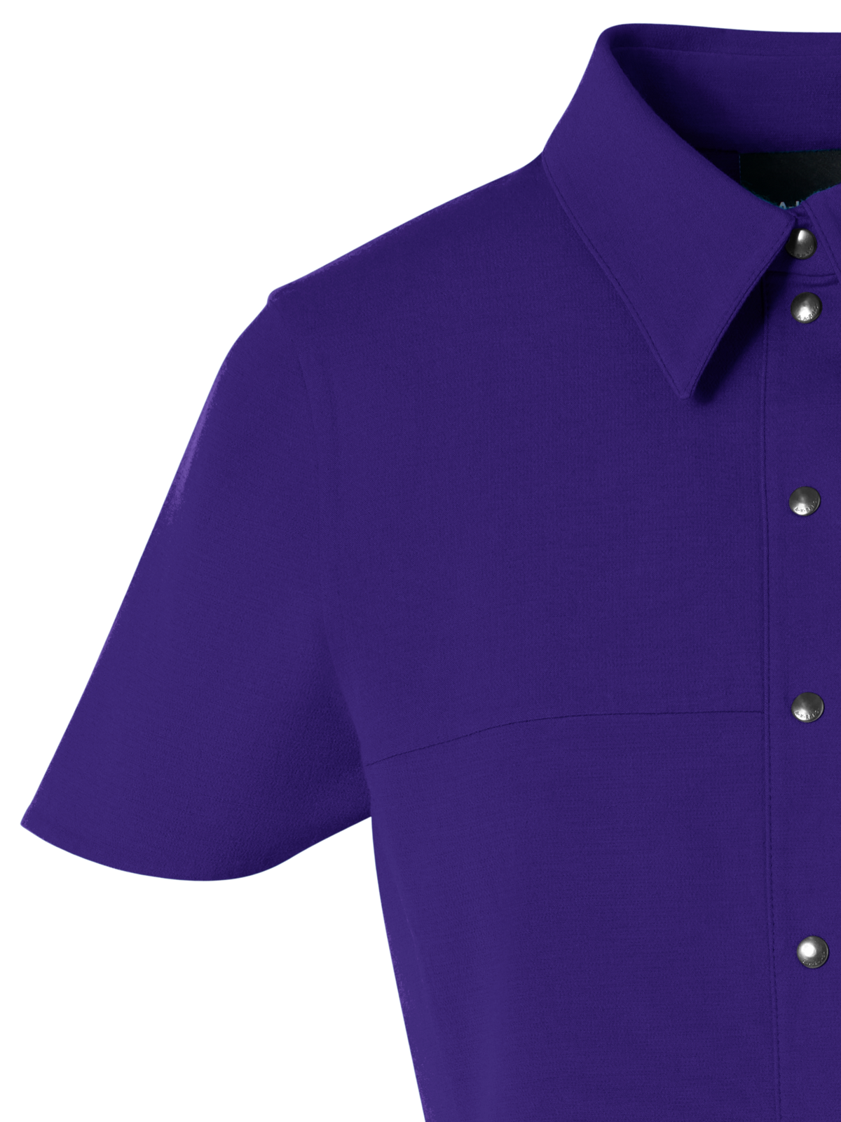 Designer Short-Sleeve Cotton-Silk Stretch Double-Face Polo Dress - purple