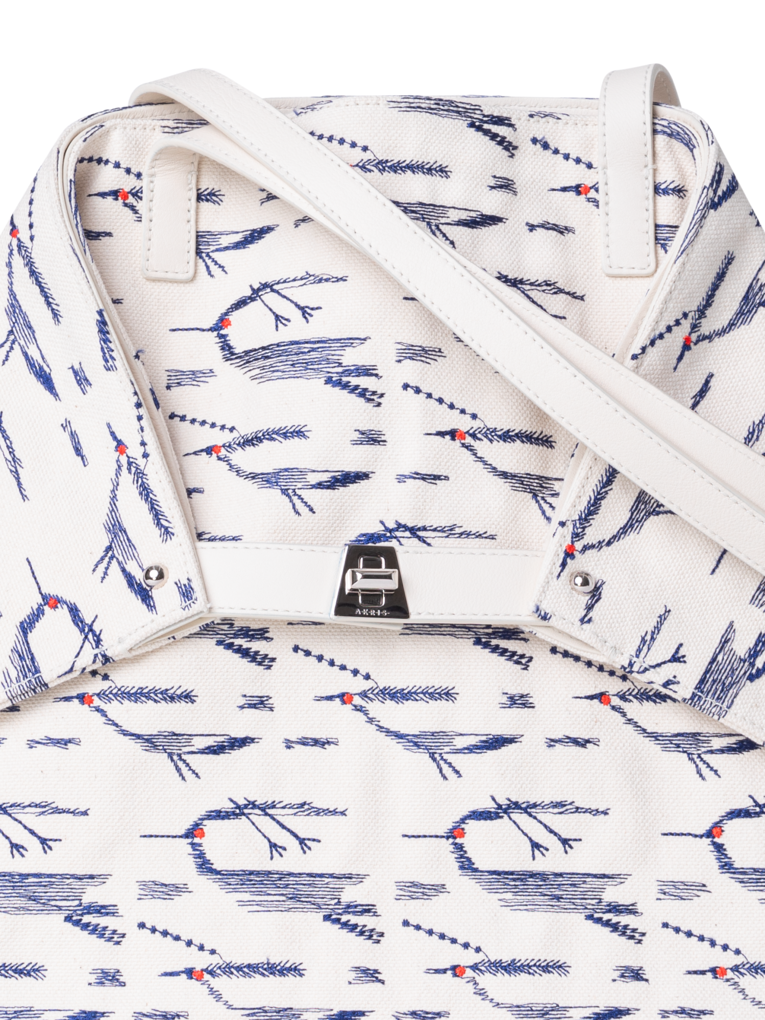 Designer Ai Medium Shoulder Tote - white - blue - multicolor - ecru