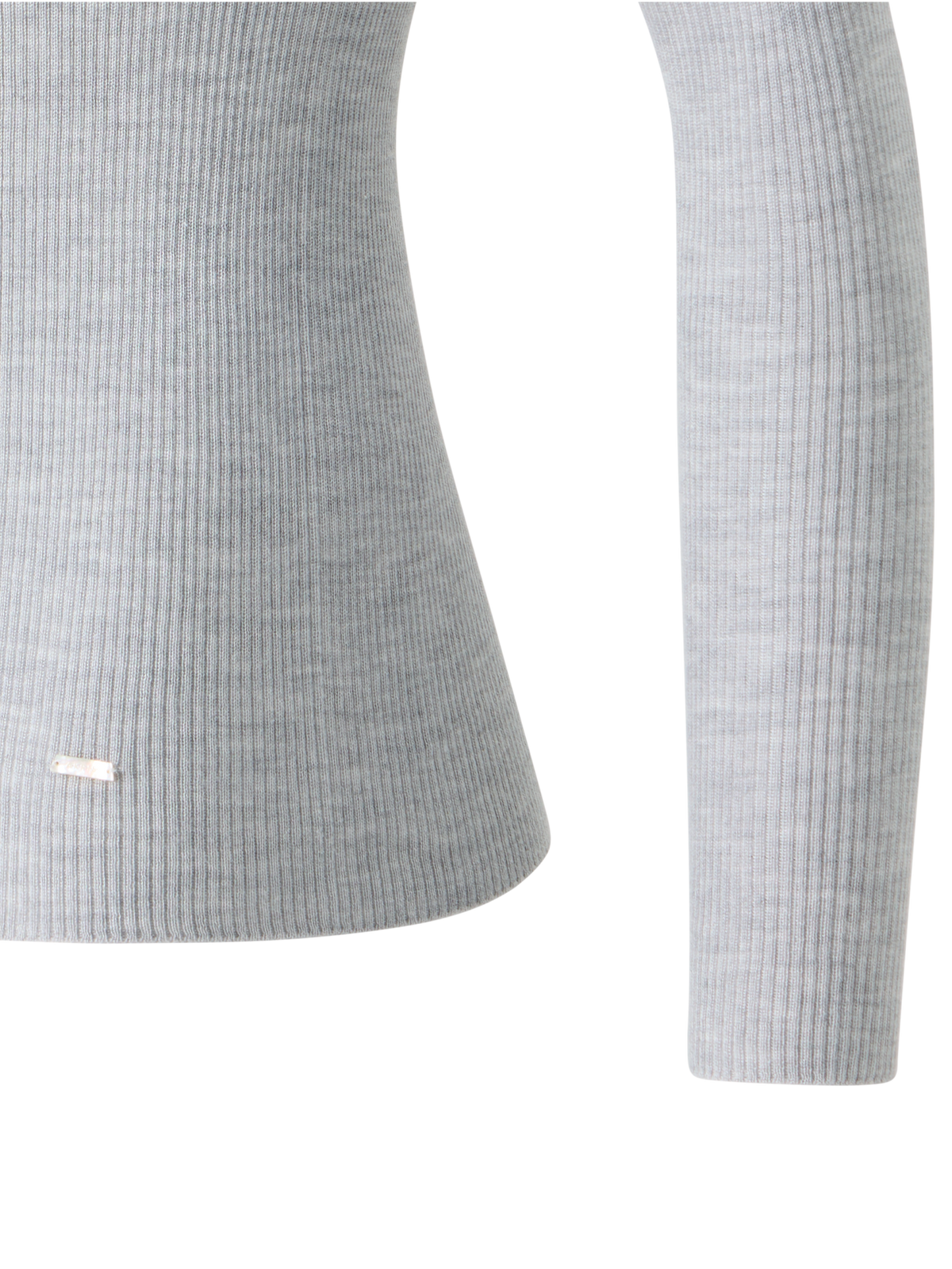 Designer Fine Rib Cashmere Silk Mock Neck Pullover - grey - neutral