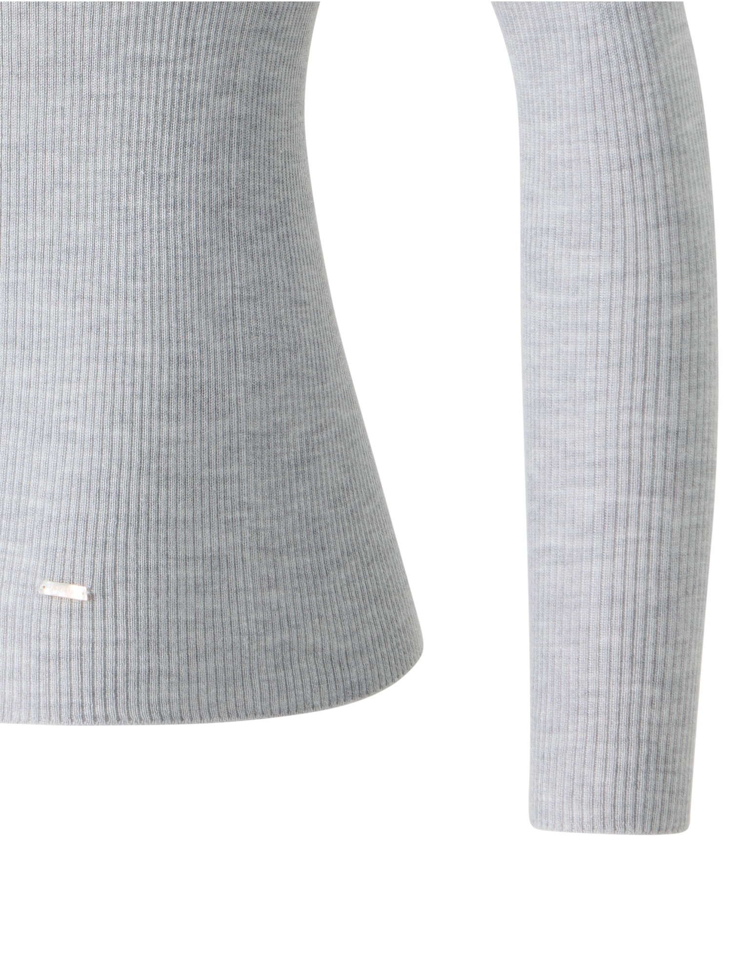 Designer Fine Rib Cashmere Silk Mock Neck Pullover - grey - neutral