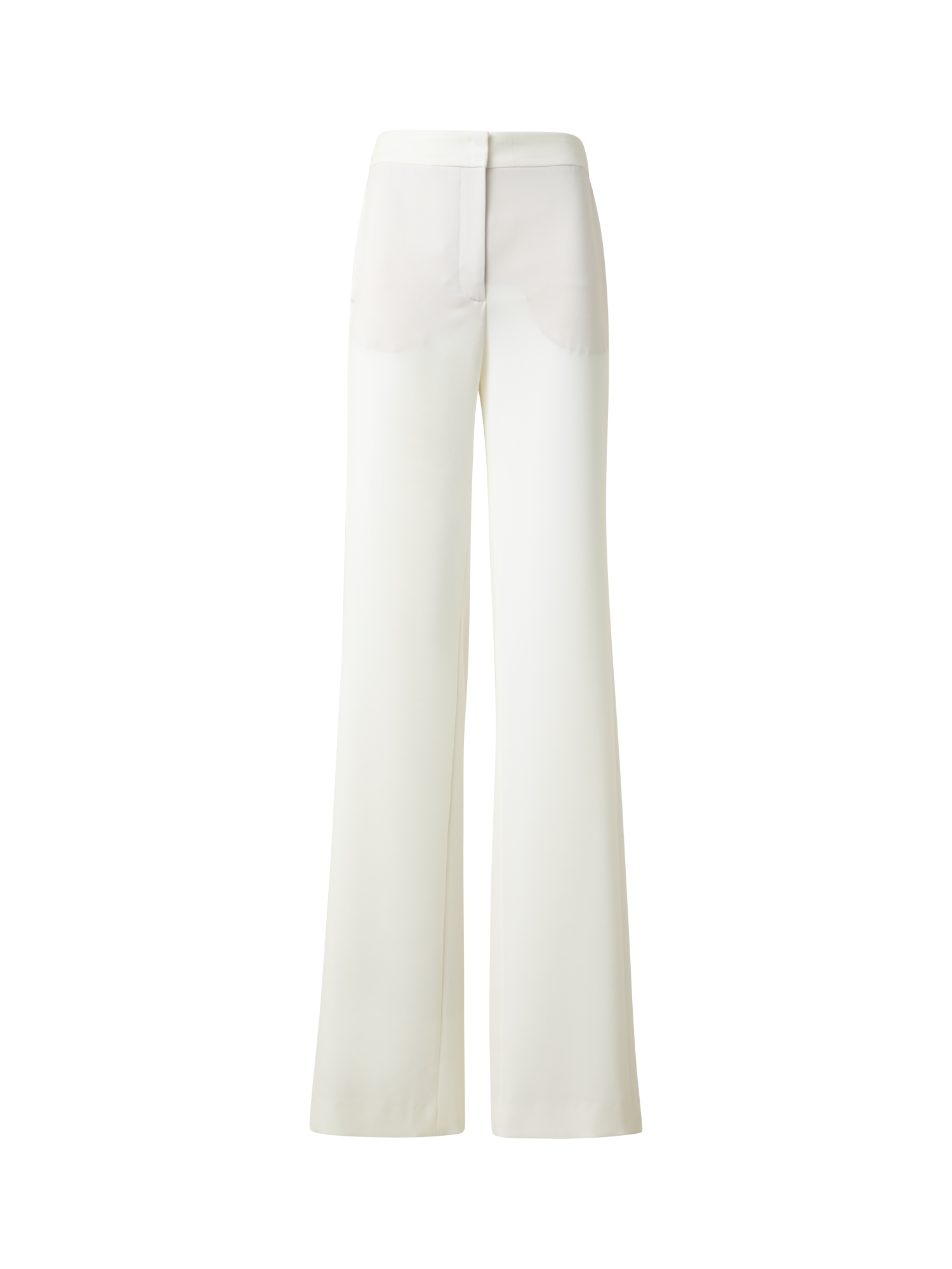 Designer Straight Laser Cut Pants with Elastic Waist - neutral - ecru - white