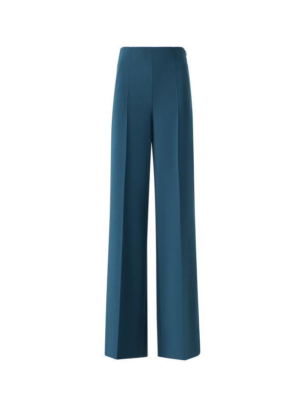 Designer Fiyuki High Waist Pants in Wool Double-Face - green