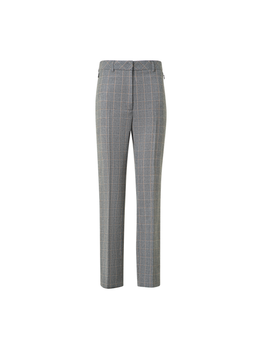 Designer Tapered Plaid Pure Cashmere Pants - black - neutral - multicolor