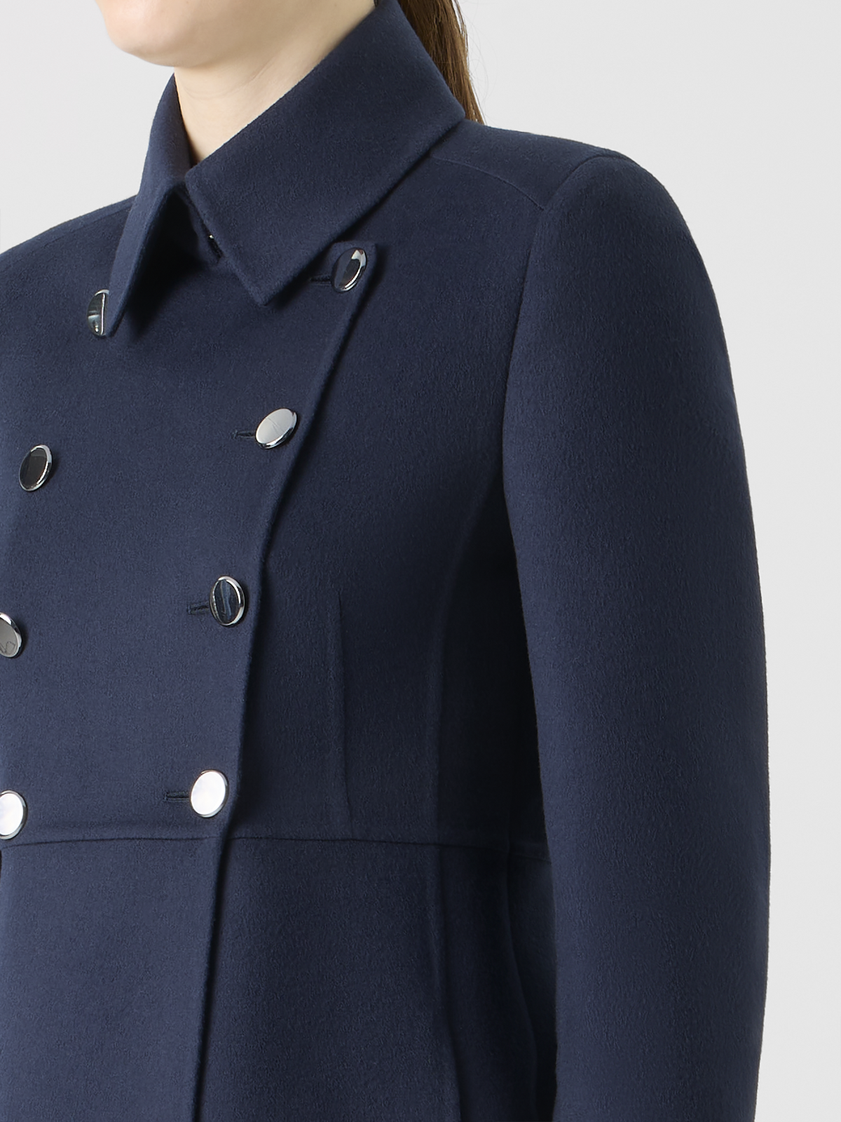 Designer Wool Double-Face Short Coat - navy #editorial