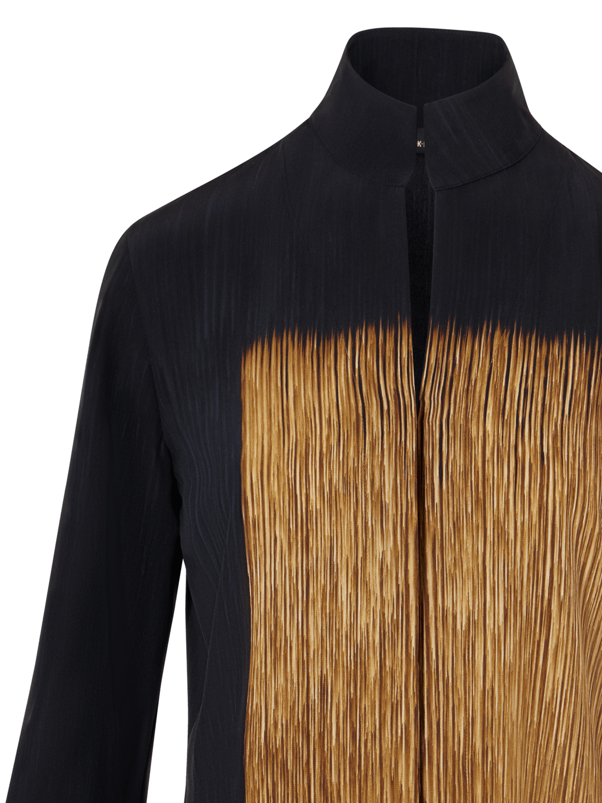 Designer Silk Tunic Blouse in Oro Lienzo Print - multicolor - black - brown