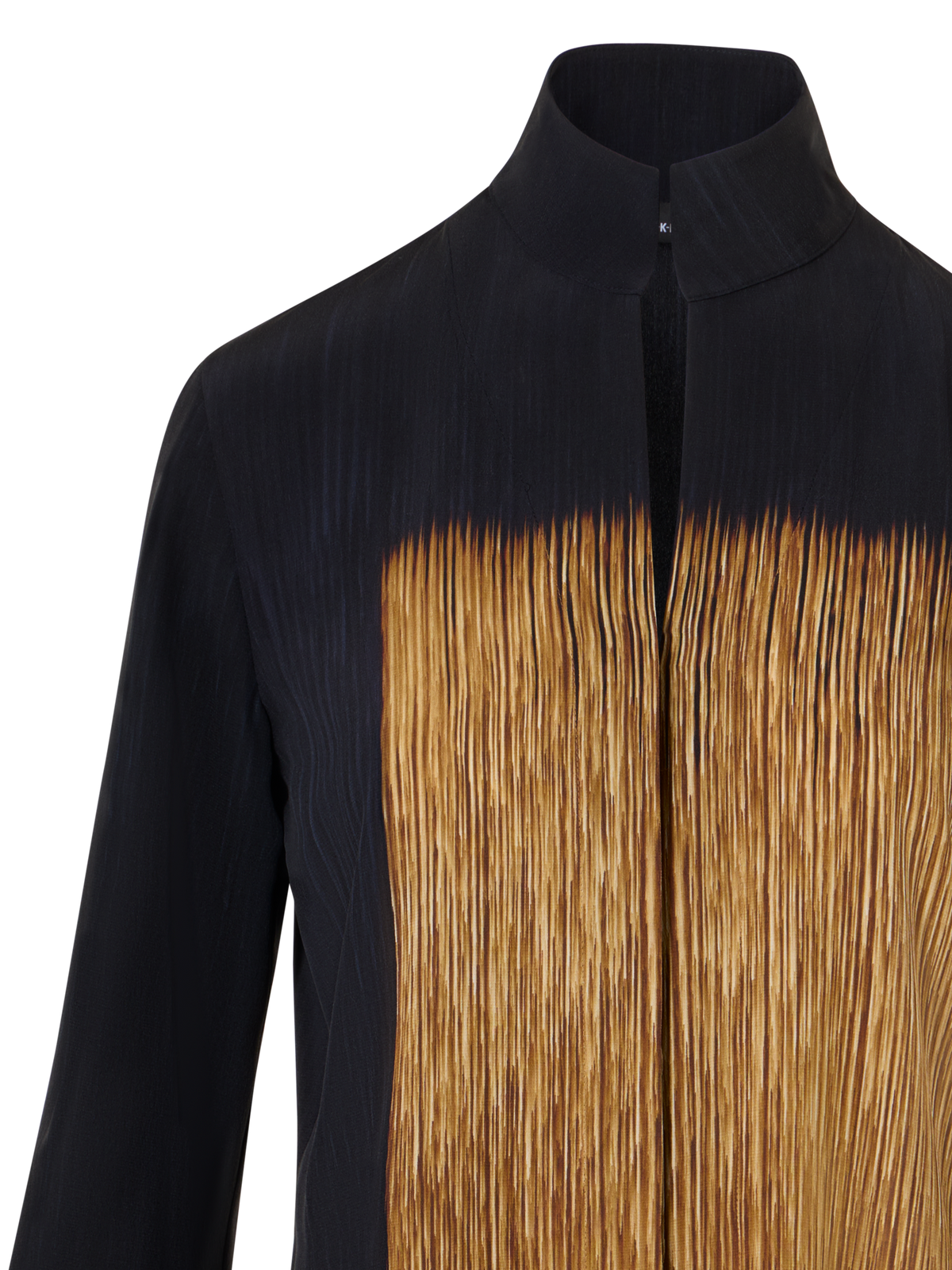 Designer Silk Tunic Blouse in Oro Lienzo Print - multicolor - black - brown