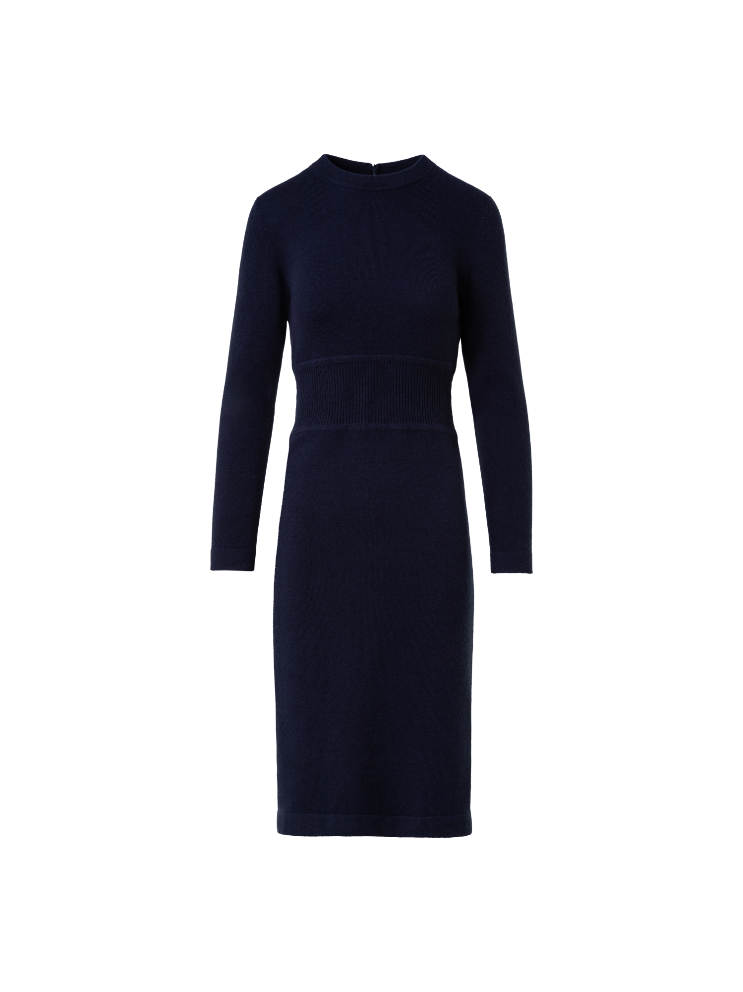 Designer Cashmere Stretch Knit Dress - navy - blue