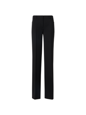 Designer Mikka Straight-Leg Pants in Wool Tricotine - black