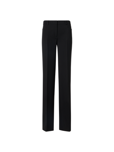 Designer Mikka Straight-Leg Pants in Wool Tricotine - black
