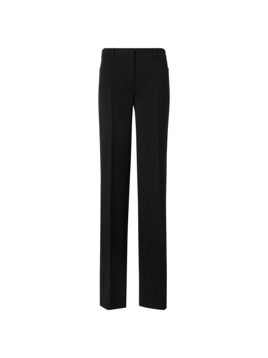 Designer Mikka Straight-Leg Pants in Wool Tricotine - black