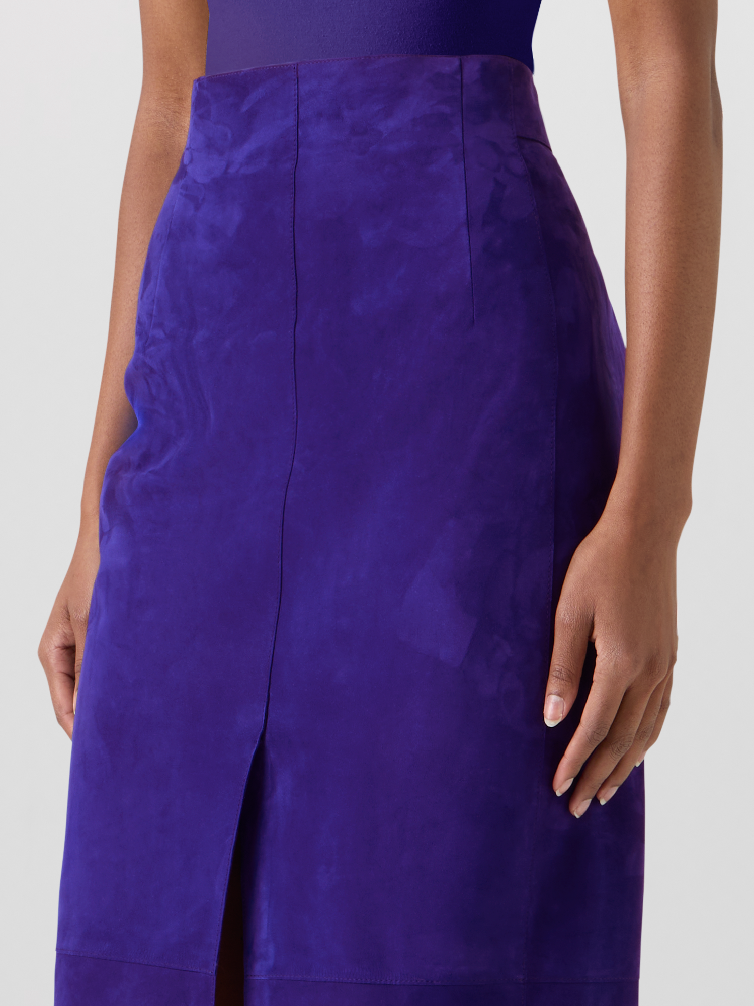 Designer Suede Pencil Skirt - purple 