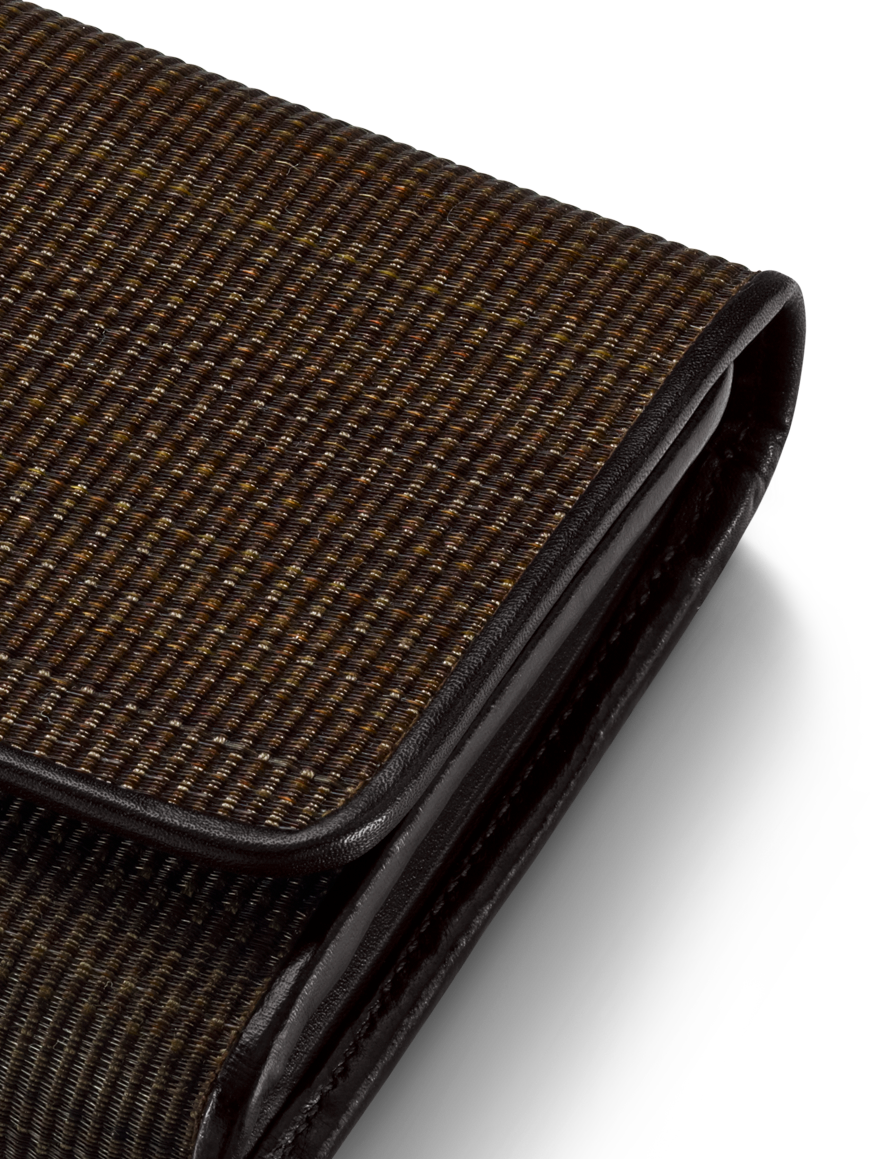 Designer Tri-Fold Wallet in Horsehair Fabric - brown