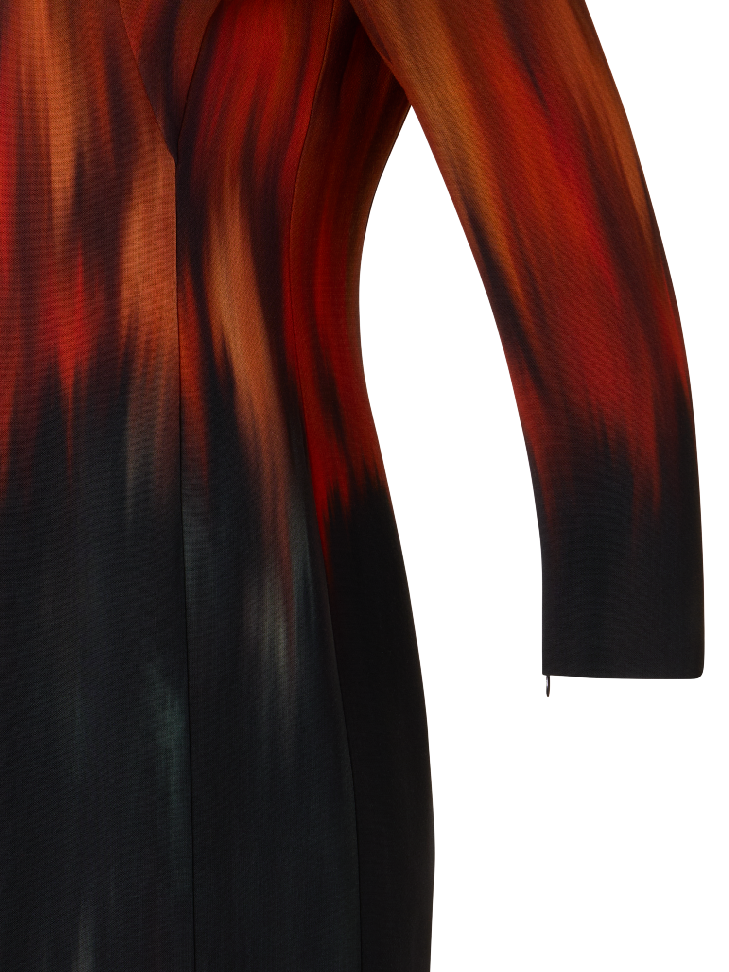 Designer Wool Double-Face Dress with Fuego Negro Print - black - brown - red - multicolor
