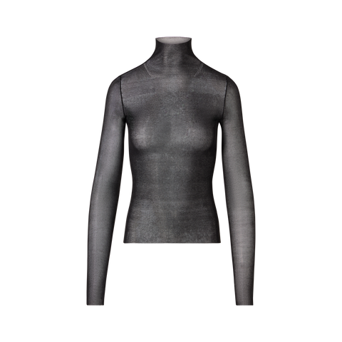 Transparent Silk Fine Rib Sweater with Thumb Holes