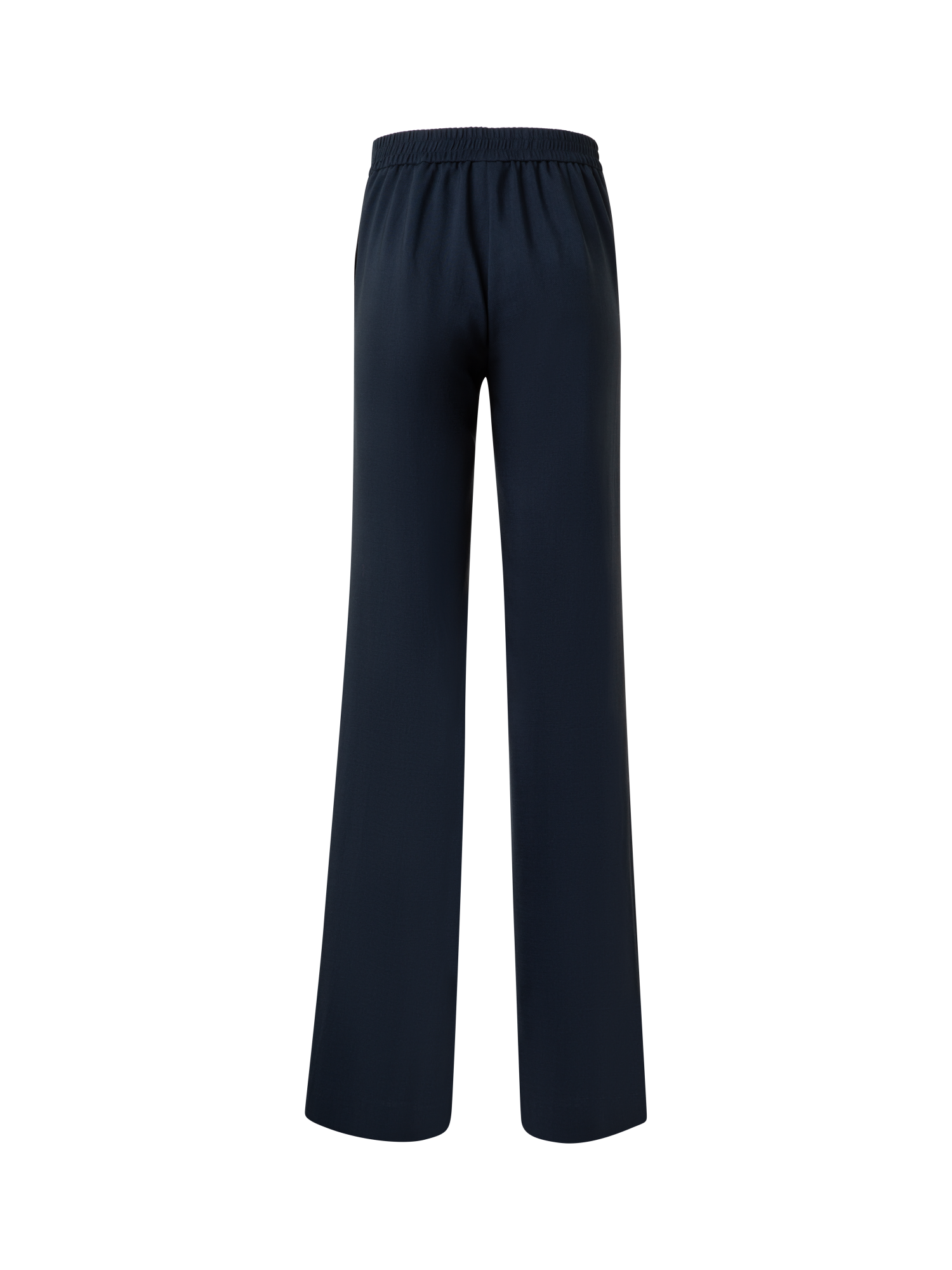 Designer Straight Cool Wool Pants with Elastic Waist - navy - blue