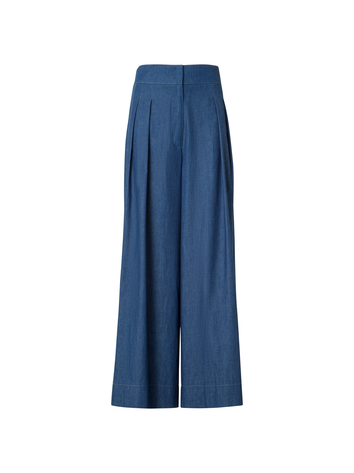 Designer Wide Lightweight Cotton Denim Culottes - blue