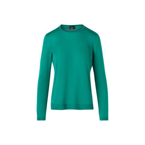 Long-Sleeve Cashmere-Silk Knit Sweater
