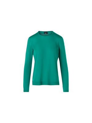 Designer Long-Sleeve Cashmere-Silk Knit Sweater - green