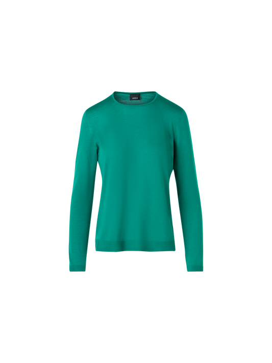 Designer Long-Sleeve Cashmere-Silk Knit Sweater - green