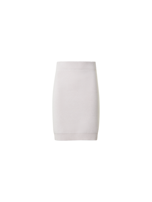Designer Short Knit Skirt in Pure Cashmere - neutral - grey - beige