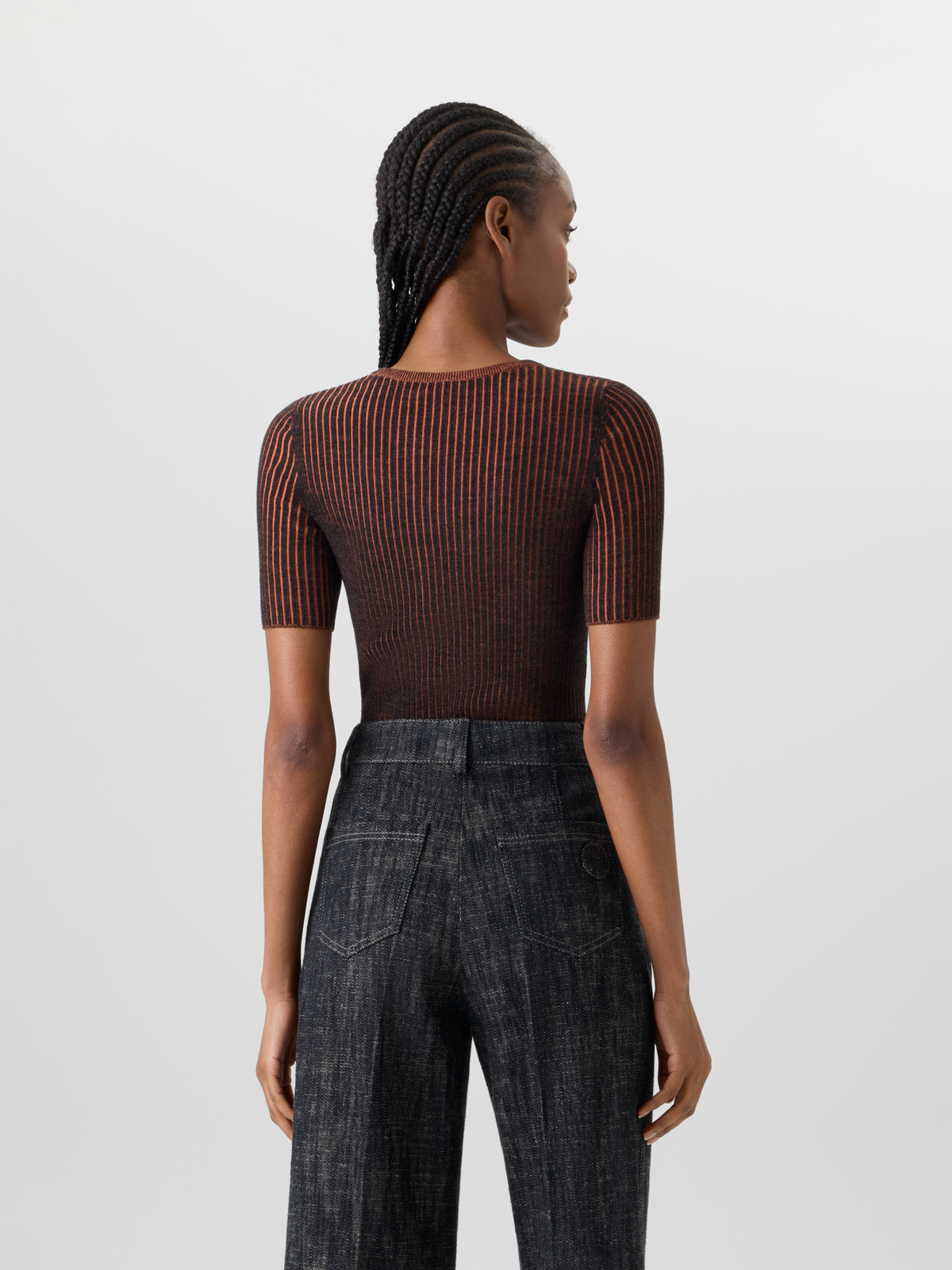 Designer Short-Sleeve Merino Wool Knit Sweater - multicolor #editorial